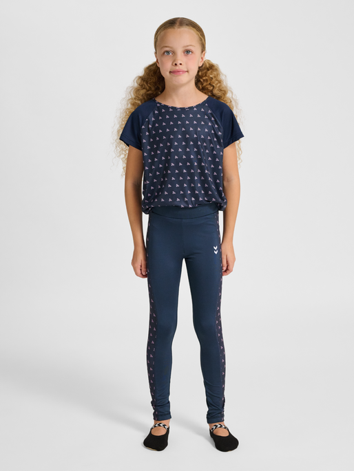 hmlJR MIX MID WAIST TIGHTS, BLACK IRIS, model