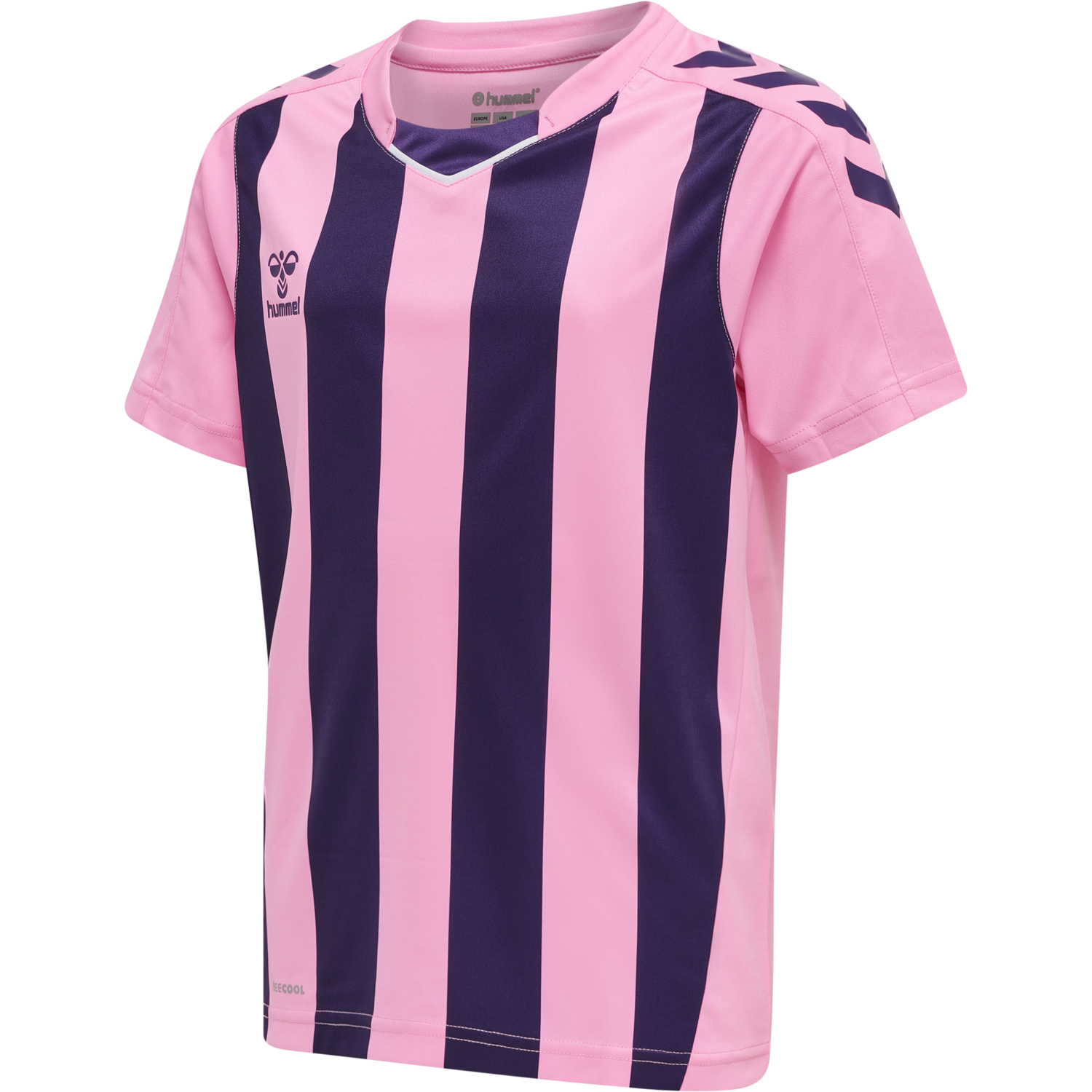 hmlCORE XK STRIPED JERSEY S/S KIDS, COTTON CANDY/ACAI, packshot
