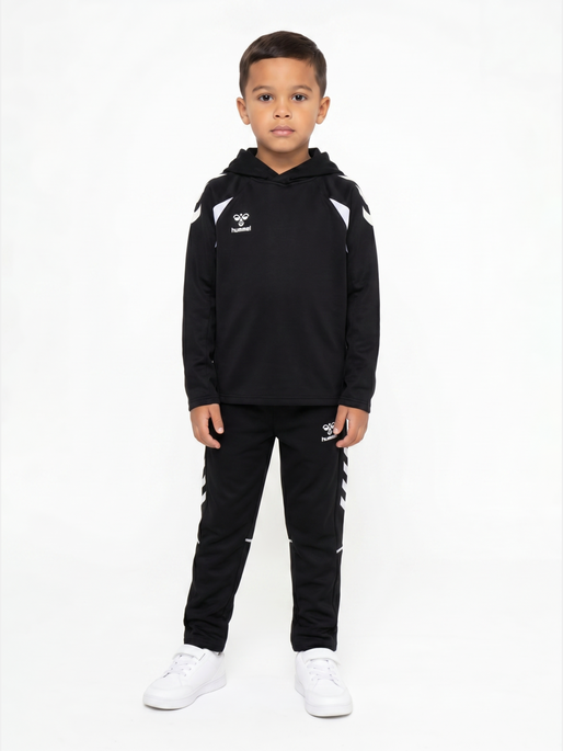 hmlCORE 2.0 HOODIE KIDS, BLACK/WHITE, model