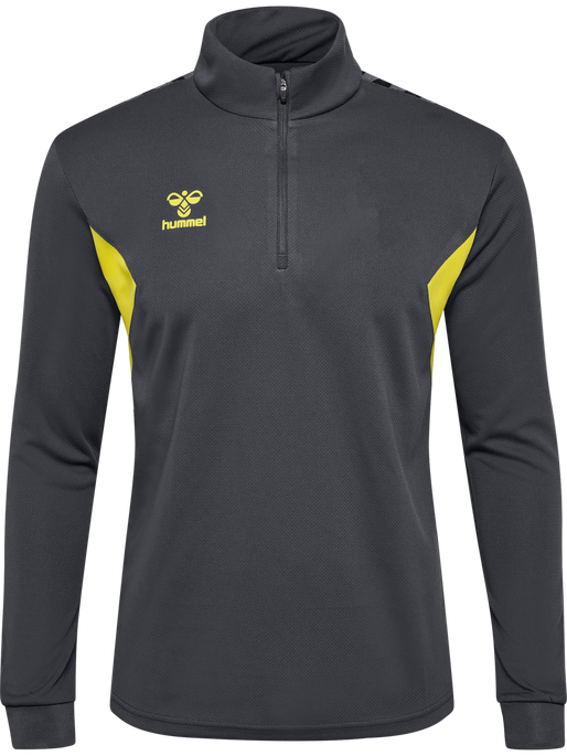 hmlAUTHENTIC HALF ZIP SWEAT, ASPHALT/SULPHUR SPRING, packshot