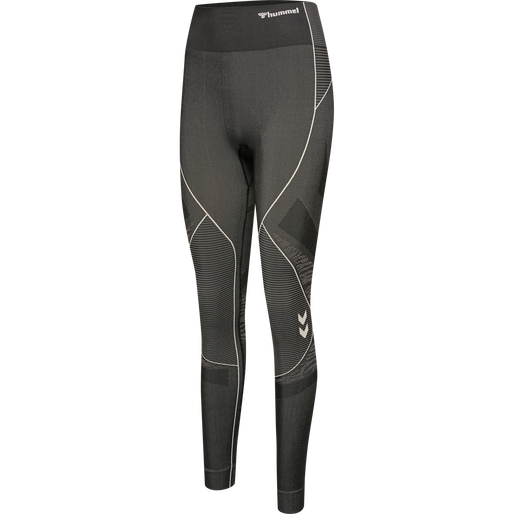hmlMT MILA SEAMLESS MID WAIST TIGHT, BLACK/CHATEAU GREY, packshot