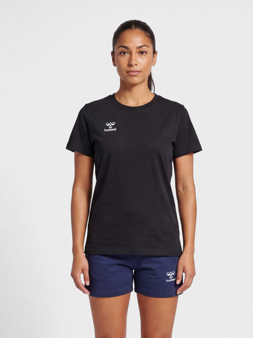 hmlMOVE GRID COTTON T-SHIRT S/S WOM, BLACK, model