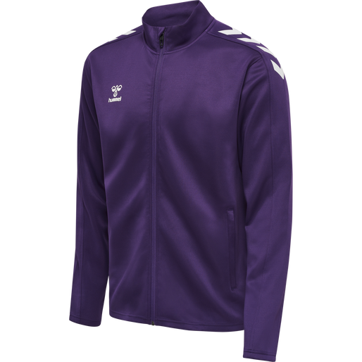 hmlCORE XK POLY ZIP SWEAT, ACAI/WHITE, packshot