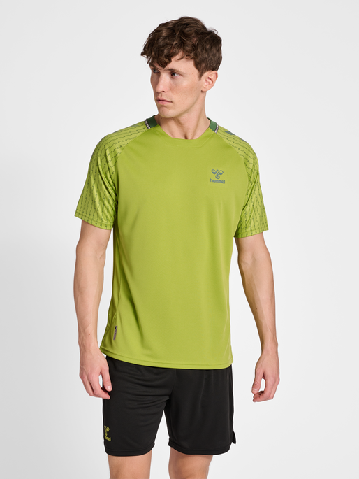 hmlONGRID POLY JERSEY S/S, DARK CITRON, model