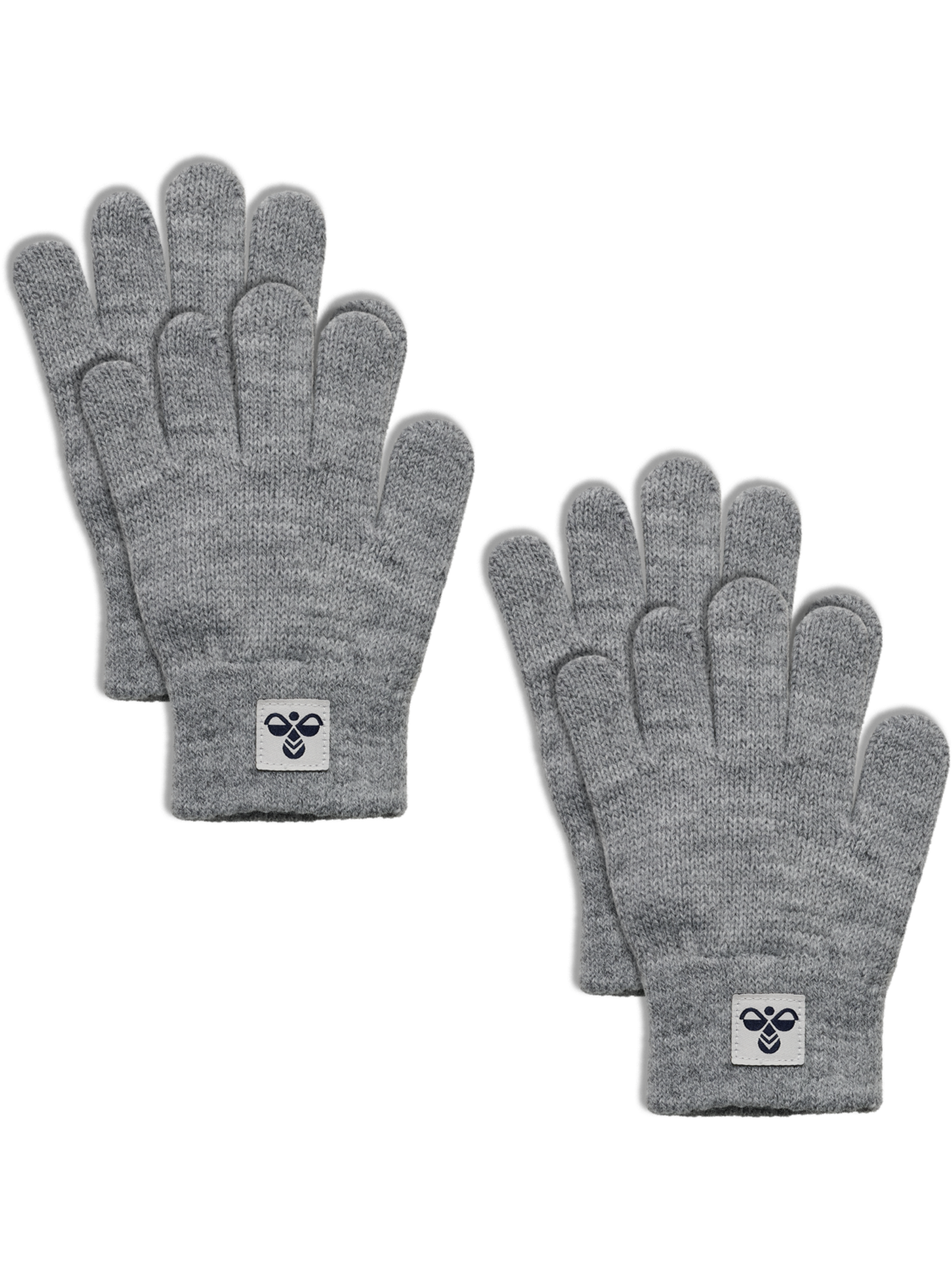 hmlJR KNIT GLOVES 2-PACK, GREY MELANGE, packshot