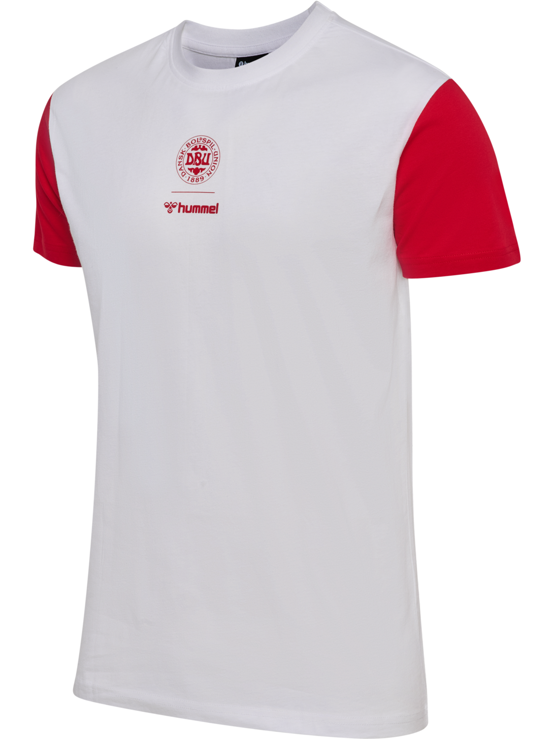 DBU 26 FAN RED-WHITE TEE SS, WHITE/TANGO RED, packshot