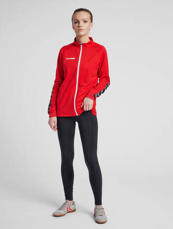 hmlAUTHENTIC WOMEN POLY ZIP JACKET, TRUE RED, model