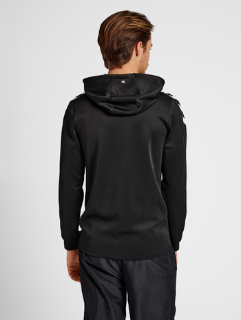 hmlCORE XK POLY SWEAT HOODIE, BLACK, model