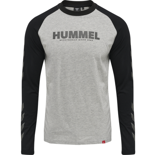 hmlLEGACY BLOCKED T-SHIRT L/S, GREY MELANGE, packshot