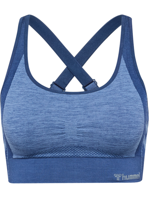 hmlMT SHINE SEAMLESS SPORTS BRA, BLUE INDIGO MELANGE hmlMT SHINE SEAMLESS SPORTS BRA, BLUE INDIGO MELANGE, packshot