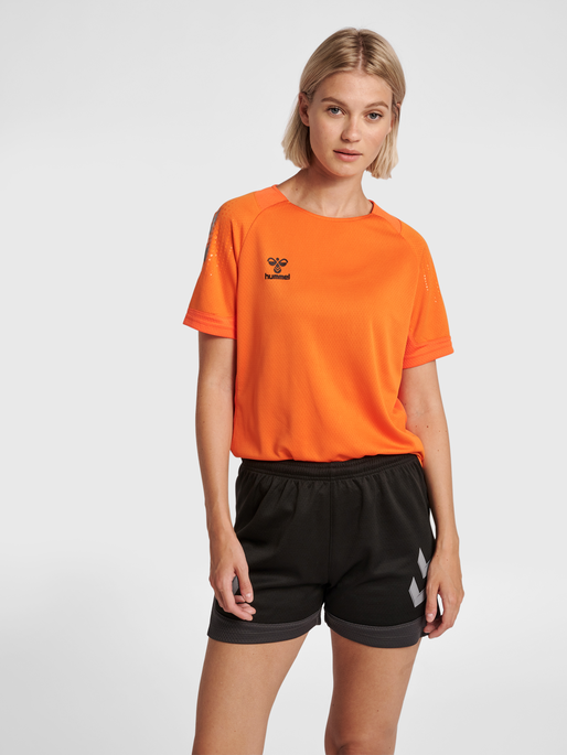 hmlLEAD WOMENS S/S POLY JERSEY, ORANGE TIGER, model