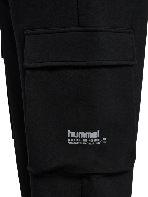 hmlTECH FLEECE LOOSE CARGO PANTS, BLACK, packshot