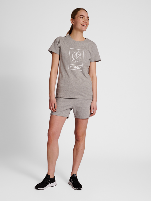 hmlGG12 T-SHIRT S/S WOMAN, GREY MELANGE, model