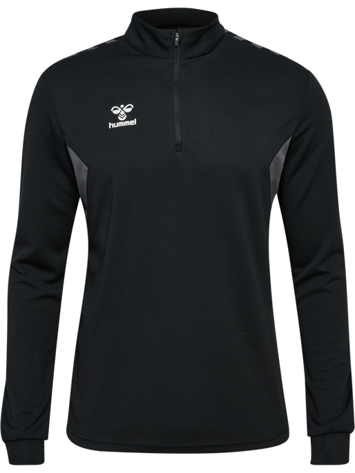 hmlAUTHENTIC HALF ZIP SWEAT, BLACK, packshot