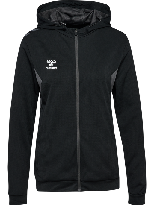 hmlAUTHENTIC PL ZIP HOODIE WOMAN, BLACK hmlAUTHENTIC PL ZIP HOODIE WOMAN, BLACK, packshot