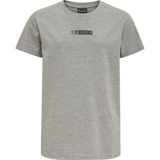 hmlOFFGRID TEE S/S KIDS, GREY MELANGE/FORGED IRON, packshot