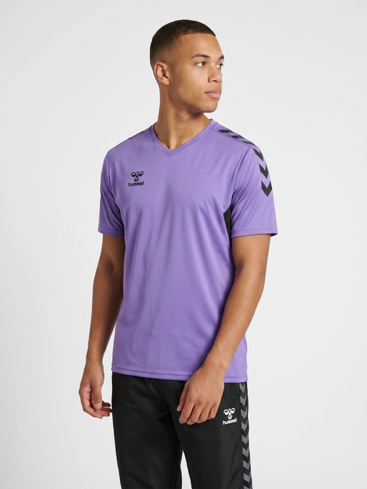 hmlAUTHENTIC PL JERSEY S/S, DAHLIA PURPLE/ASPHALT, model