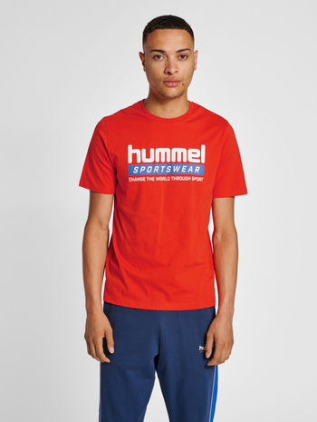 hmlLGC CARSON T-SHIRT, ORANGE.COM, model