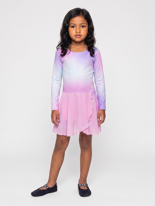 hmlJR GRADIENT SKIRTY GYMSUIT L/S, PASTEL LAVENDER, model