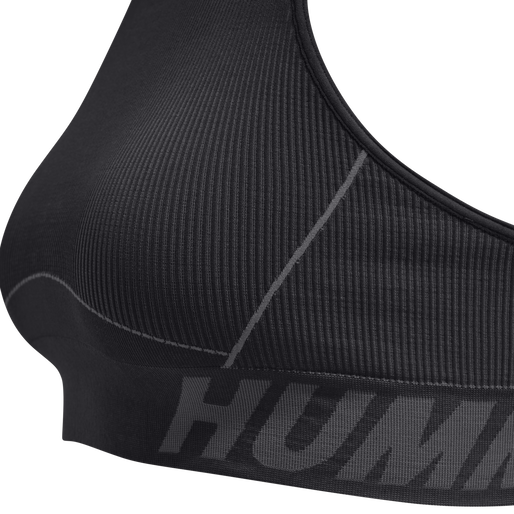 hmlTE CHRISTEL SEAMLESS SPORTS TOP, BLACK/ASPHALT MELANGE, packshot