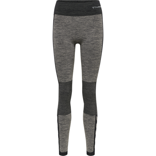 hmlCLEA SEAMLESS MID WAIST TIGHTS, CHATEAU GRAY/BLACK MELANGE, packshot