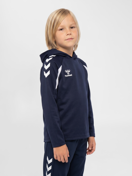 hmlCORE 2.0 HOODIE KIDS, MARINE/WHITE, model