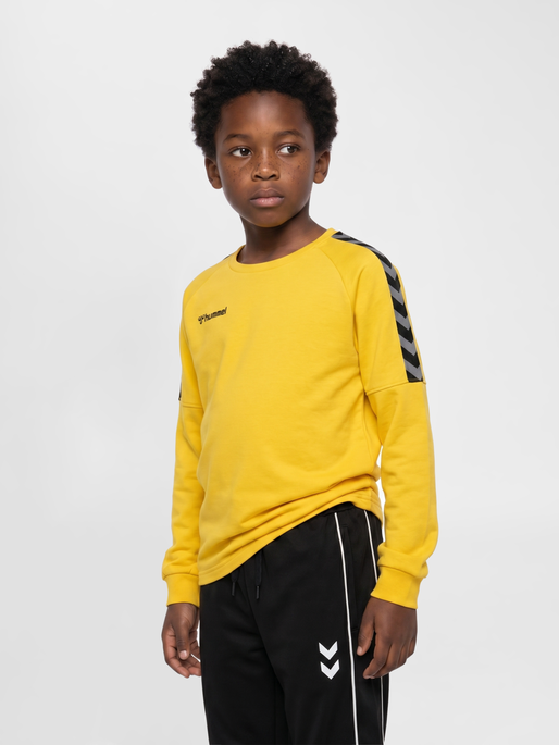 hmlAUTHENTIC KIDS TRAINING SWEAT, SPORTS YELLOW, model