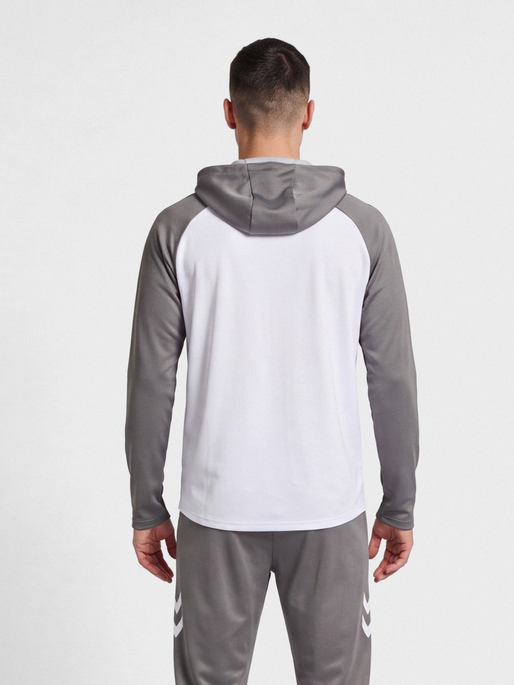 hmlLEAD 2.0 ZIP HOODIE, WHITE/STEEL GRAY, model