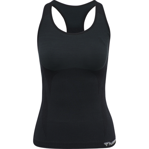 hmlCLEA SEAMLESS TOP, BLACK MELANGE, packshot
