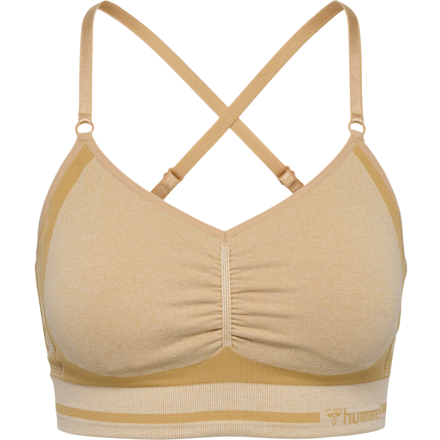 hmlMT LULU SEAMLESS SCRUNCH BRA, CURDS & WHEY MELANGE, packshot