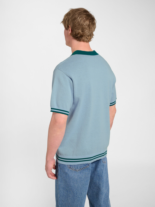 Knit Half-Zip Polo Shirt, LIGHT BLUE, model