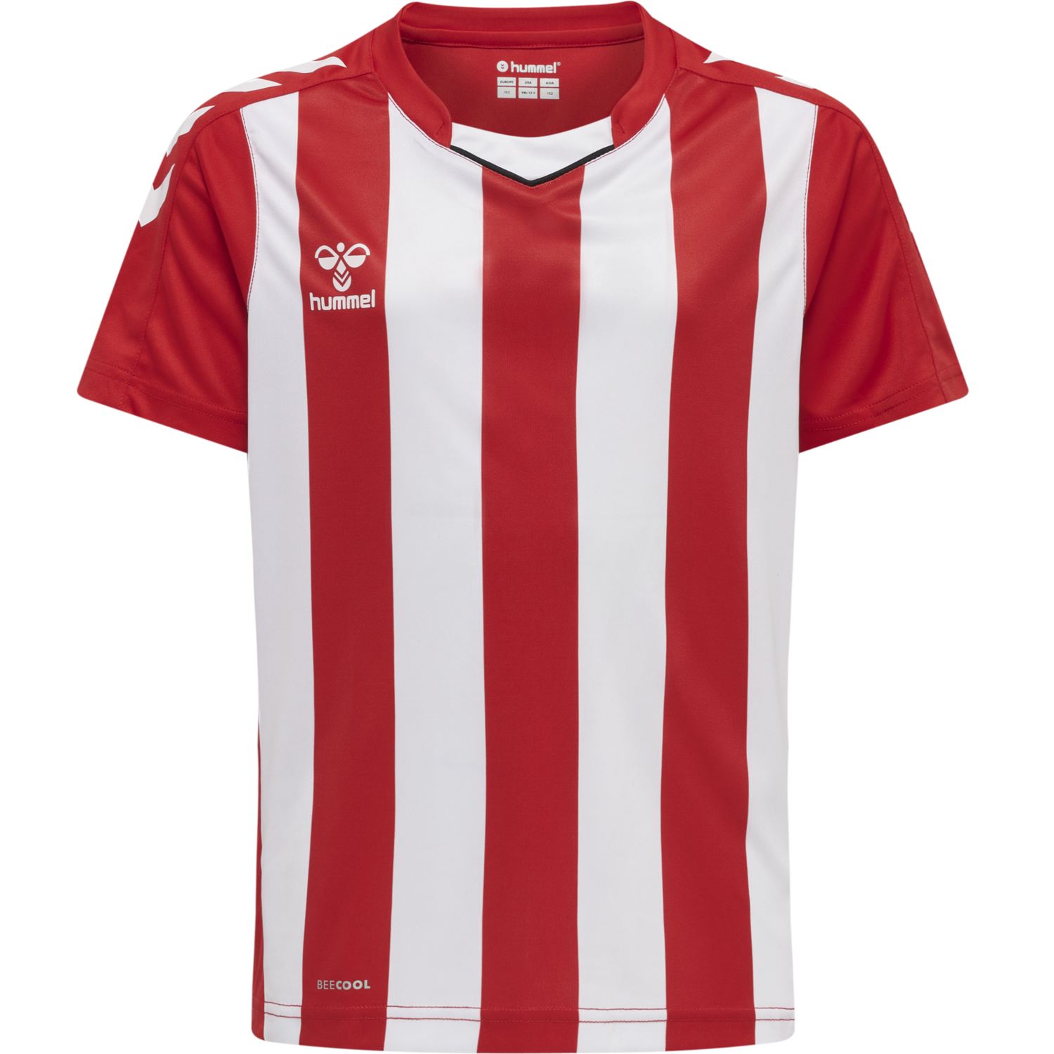 hmlCORE XK STRIPED JERSEY S/S KIDS, TRUE RED/WHITE, packshot