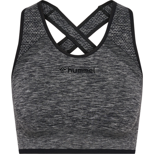 hmlMT UNA SEAMLESS SPORTS TOP, BLACK MELANGE, packshot