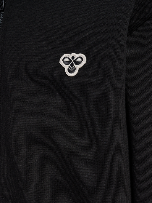 hmlJR LOOSE ZIP HOODIE BEE, BLACK, packshot