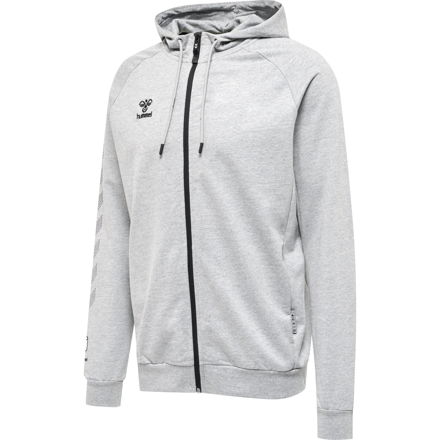 hmlMOVE GRID COTTON ZIP HOODIE, GREY MELANGE, packshot