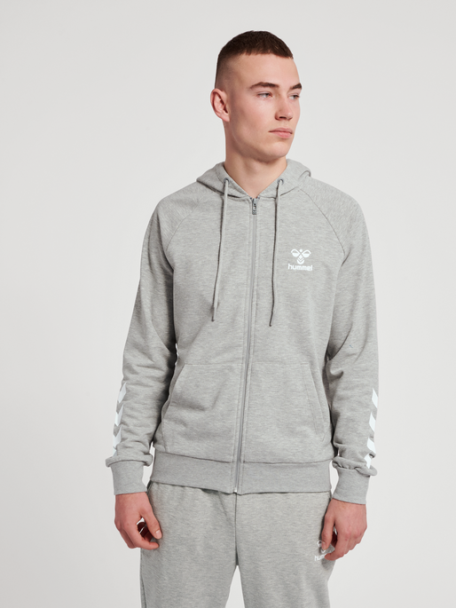 hmlISAM 2.0 ZIP HOODIE, GREY MELANGE, model