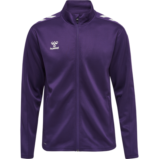 hmlCORE XK POLY ZIP SWEAT, ACAI/WHITE, packshot