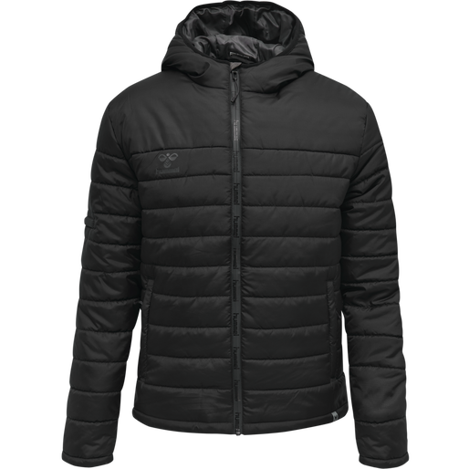 hmlNORTH QUILTED HOOD JACKET, BLACK/ASPHALT, packshot