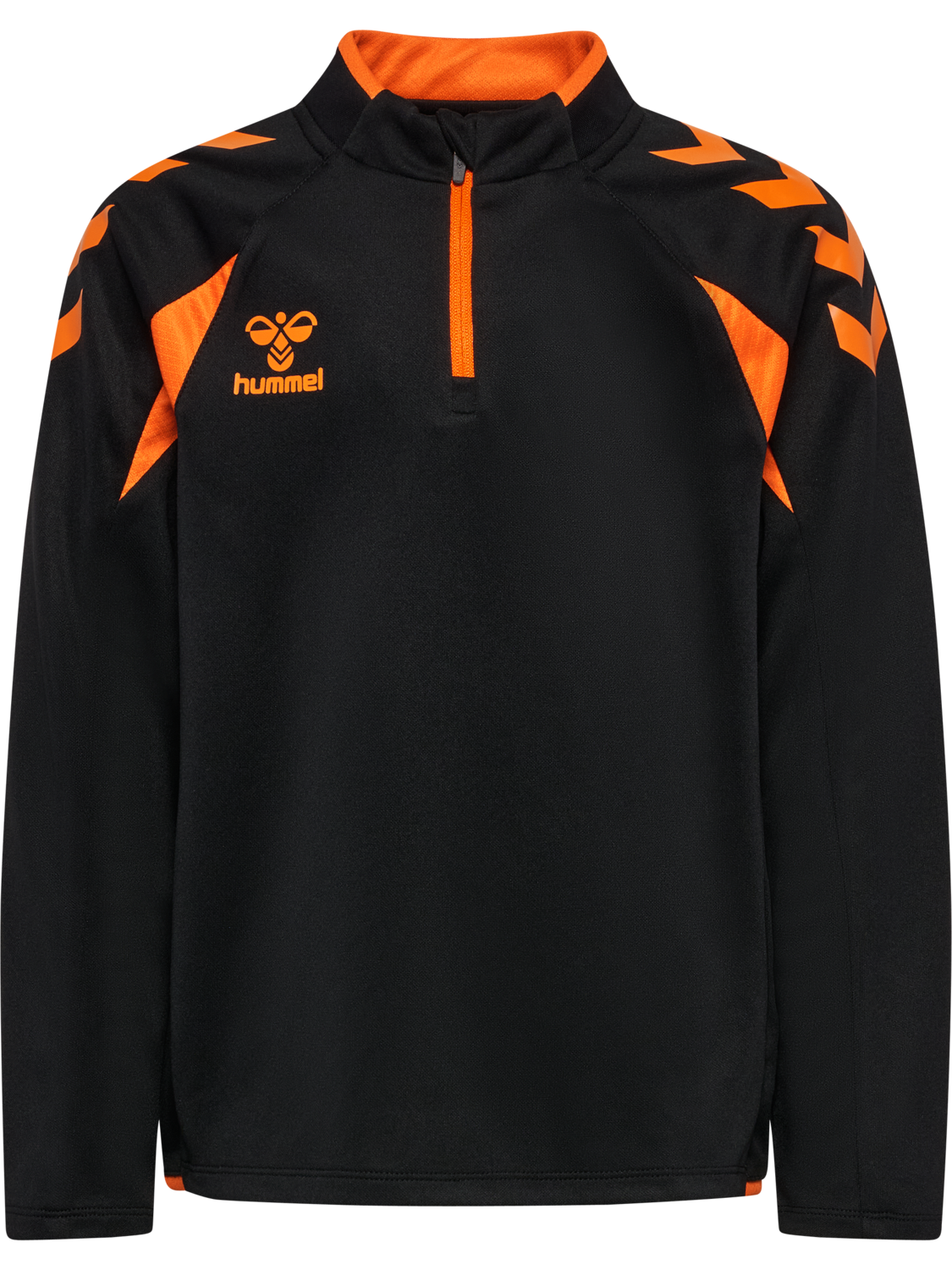 hmlCORE 2.0 HALF ZIP KIDS, BLACK/ORANGE TIGER, packshot