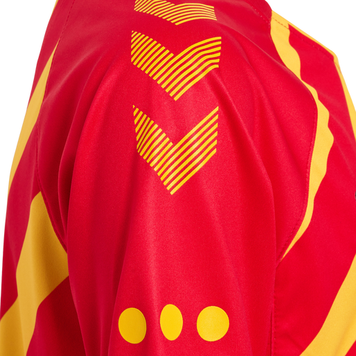 hmlCSC 19/20 KIDS HOME JERSEY S/S, TRUE RED/SPORTS YELLOW W/SPONS, packshot