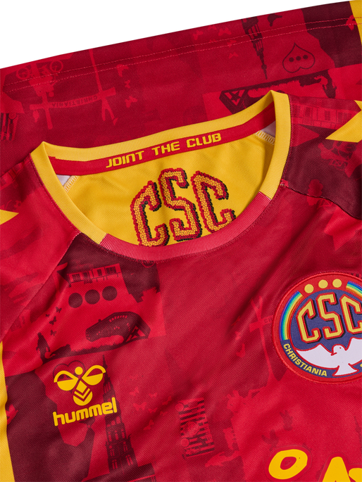 CSC 24/25 HOME JERSEY SS, TRUE RED/SPORTS YELLOW W/SPONS, packshot