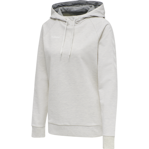 HMLGO COTTON HOODIE WOMAN, EGRET MELANGE HMLGO COTTON HOODIE WOMAN, EGRET MELANGE, packshot