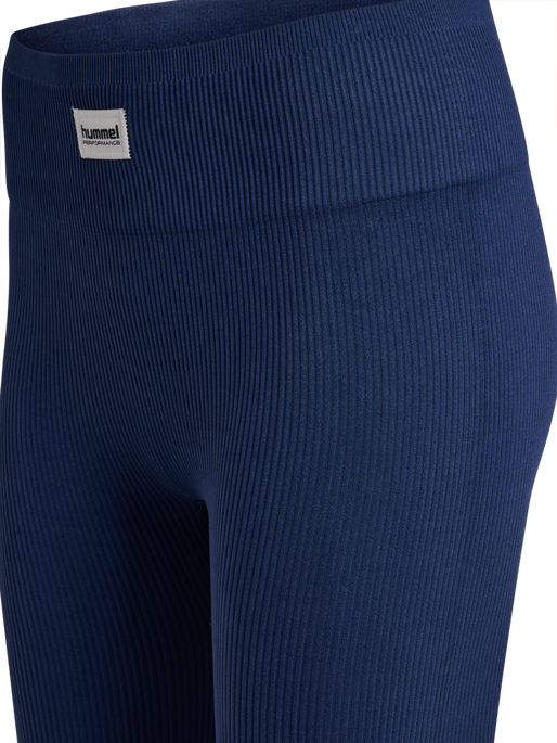 hmlPULSE SEAMLESS RIB MW TIGHTS, DRESS BLUES hmlPULSE SEAMLESS RIB MW TIGHTS, DRESS BLUES, packshot