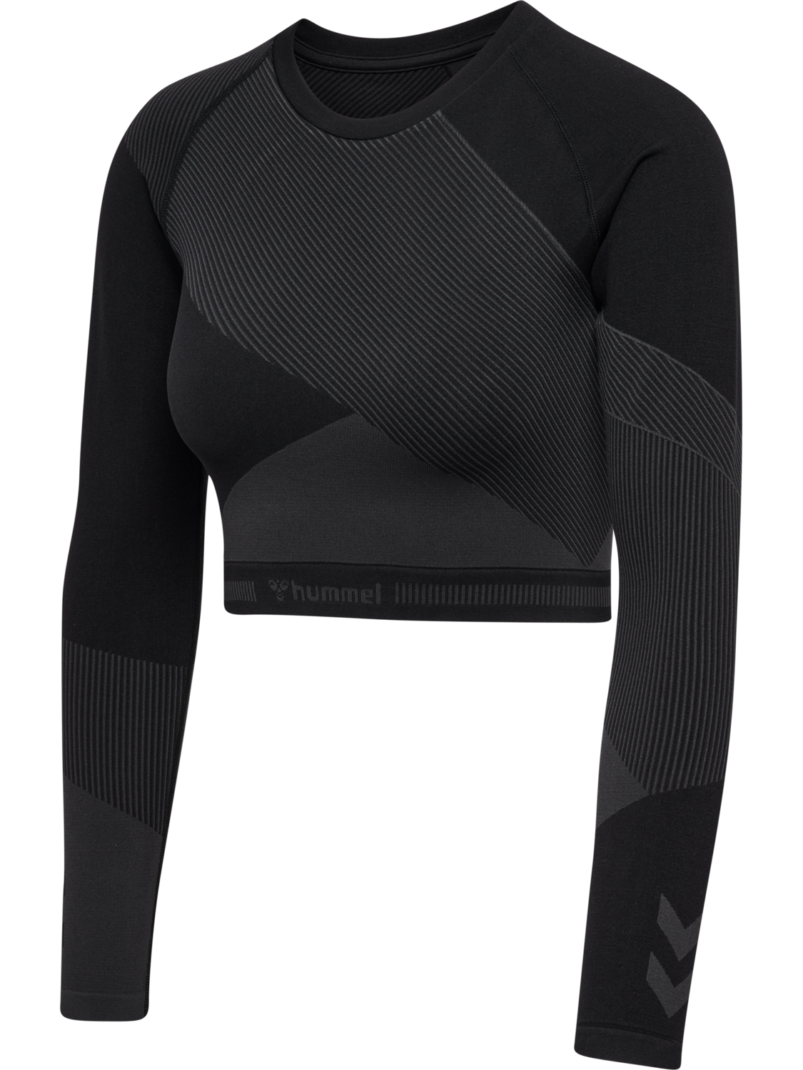 hmlUNITY SEAMLESS CROP T-SHIRT L/S, BLACKENED PEARL, packshot