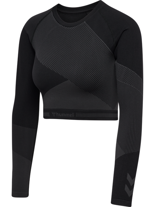 hmlUNITY SEAMLESS CROP T-SHIRT L/S, BLACKENED PEARL hmlUNITY SEAMLESS CROP T-SHIRT L/S, BLACKENED PEARL, packshot