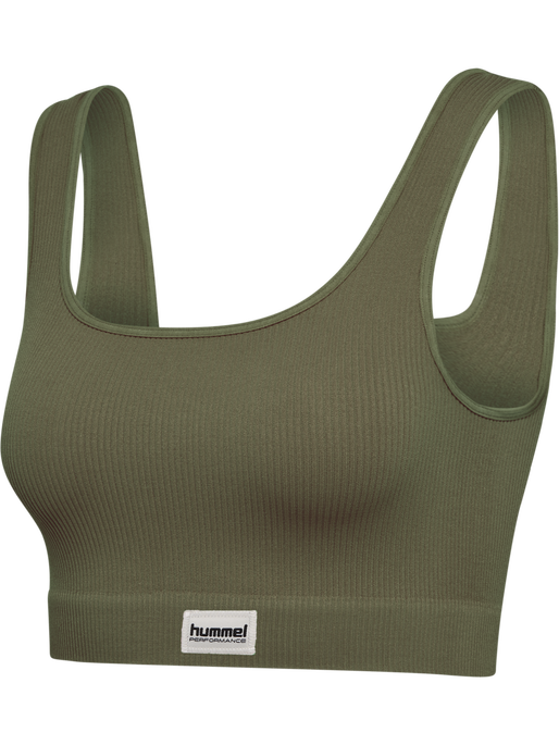 hmlPULSE SEAMLESS RIB BRA, DUSTY OLIVE, packshot
