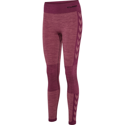 hmlCLEA SEAMLESS MID WAIST TIGHTS, GRAPE WINE/CRUSHED BERRY MEL, packshot