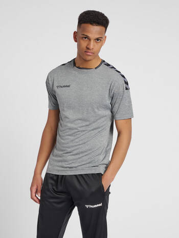 hmlAUTHENTIC POLY JERSEY S/S, GREY MELANGE, model