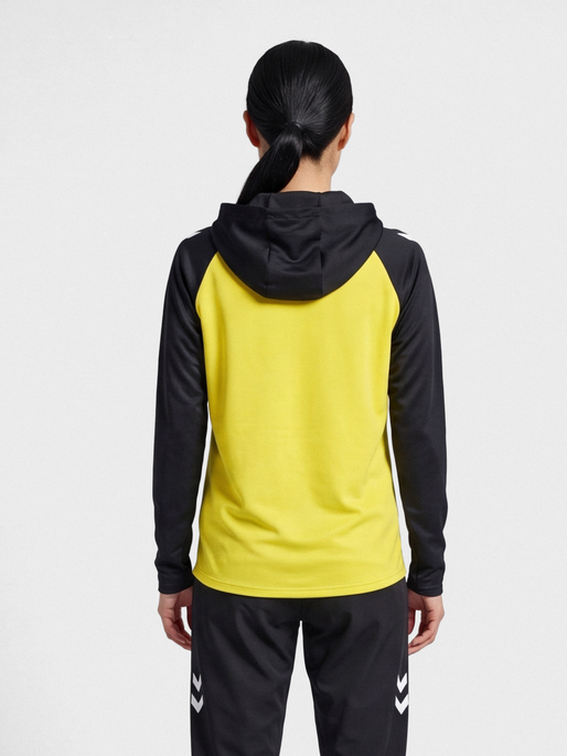 hmlLEAD 2.0 ZIP HOODIE WOMAN, BLAZING YELLOW/BLACK, model
