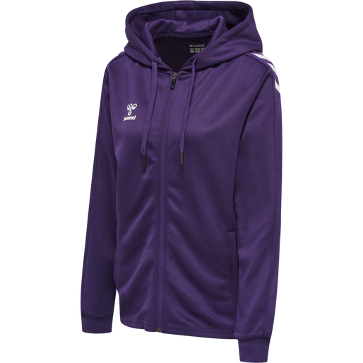 hmlCORE XK POLY ZIP HOOD SWEAT WOMA, ACAI/WHITE, packshot